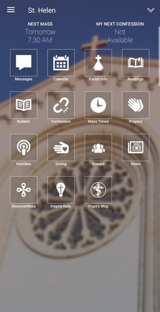 St. Helen Vero Beach my Parish App Screen